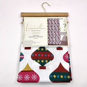 Nordstrom Lumina Lou Christmas Ornament Print Canvas Shower Curtain 70" X 72"